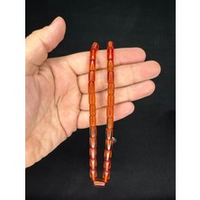 Anemore Collection Ateş Kehribar Tesbih Açık Turuncu Renkli Kesme Kesim 10,5mmX6mm T-663