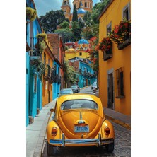 Aden Manzara ve Sarı Araba Kanvas Tablo