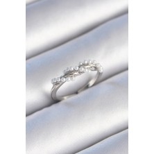 Shopzum Pirinç Gümüş Renk Sarmal Inci Model Kadın Yüzük