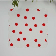 Decofav Kırmızı Puan Desenli Lazer Kesim Kumaş Kokteyl Peçetesi 1 Adet