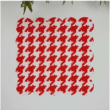 Decofav Kırmızı Kazayağı Desenli Lazer Kesim Kumaş Kokteyl Peçetesi 1 Adet