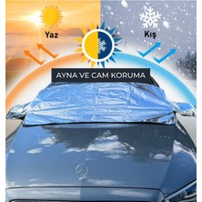 Oto Çizgi Oto Ön Cam ve Ayna Koruma Örtüsü, Araç Güneşlik, Uyumlu Buzlanma Önleyici Kar Koruyucu 155X90 cm