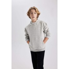 DeFacto Basic Düz Kapüşonlu Sweatshirt Erkek Çocuk B7773A8NS