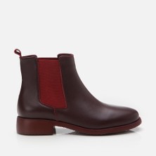 Yaya By Hotiç 01BOY297290A780  Deri Bordo Kadın Düz Bot