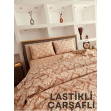 Çift Kişilik Nevresim Takımı Ottoman Serisi Cappucino Desenli Lastikli Çarşaflı