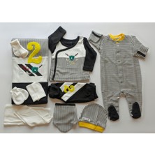 Nurcan Bebe Pamuklu Doğal Anti  Golf Bear Tulumlu 10'lu Erkek Bebek Siyah Hastane Çıkışı