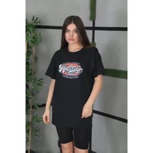 Nnstartshopping  Unisex Baskılı Oversize T-Shirt - Siyah