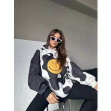 Nnstartshopping  Smiley Face Kapüşonlu Sweatshirt - Siyah