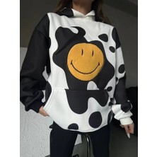 Nnstartshopping  Smiley Face Kapüşonlu Sweatshirt - Siyah