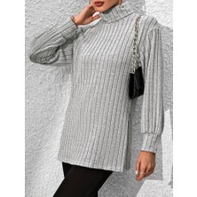 Nnstartshopping  Kadın Uzun Kollu Balıkçı Yaka Yandan Yırtmaçlı Şardonlu Kaşkorse Bluz