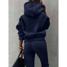 Nnstartshopping  Kadın Uzun Kollu Kapşonlu Alt ve Üst Iki Iplik Şardonlu Eşofman Takım