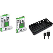 I-Gen Batteries I-Gen G879 8'li Pil Şarj Aleti + 4 Adet AA 2700 mAh + 4 Adet AAA 900 mAh Şarjlı Kalem Pilli Set 1.2V Ni-MH
