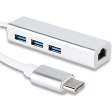 CoverZone Type-C To USB Çevirici Macbook Uyumlu Çevirici Adaptör Çok Portlu Çoklayıcı Tip C To RJ45 Adaptör 4in1 ZR115-A