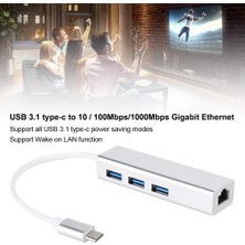 CoverZone Type-C To USB Çevirici Macbook Uyumlu Çevirici Adaptör Çok Portlu Çoklayıcı Tip C To RJ45 Adaptör 4in1 ZR115-A