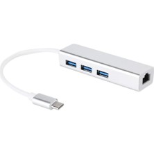 CoverZone Type-C To USB Çevirici Macbook Uyumlu Çevirici Adaptör Çok Portlu Çoklayıcı Tip C To RJ45 Adaptör 4in1 ZR115-A