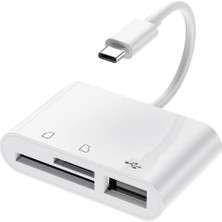 CoverZone Tip C Adaptör USB C - Micro Sd Tf Hafıza Kartı Okuyucu, 3 In 1 Arada USB C - USB Kamera Bellek Kartı Okuyucu, Macbook, iPad Pro ile Uyumlu (ZR823)