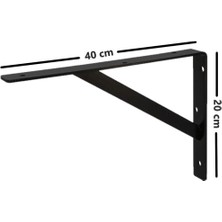 Beasym Ağır Yük Raf Altı Ayak Raf Tutucu Destekli L Demir 20 x 40 cm Siyah Montaj Aparatı (4 Adet)