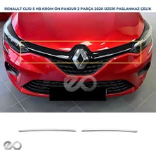 Ebal Oto Renault Clio 5 Hb Krom Ön Panjur 2 Parça 2019 ve Üzeri Paslanmaz Çelik