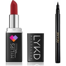 Lykd Mat Ruj 354 Red Love Ocean Siyah Eyeliner Set