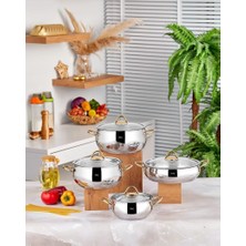 Vitali 8 Parça Çelik Tencere Seti Gold