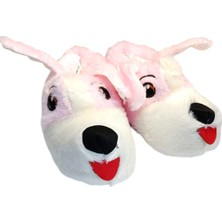 Akınalbella H022 Çocuk Hayvan Figürlü Peluşlu Terlik Pudra