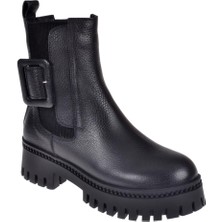 Pullman Hakiki Deri Yanı Lastikli Kadın Bot MX-MF01   SİYAH