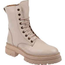 Pullman Castle Black Hakiki Deri Postal Kadın Bot CB-26254   BEJ