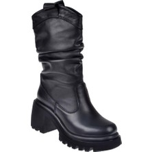 Pullman Hakiki Deri Kalın Taban Kadın Bot PLM-27714   SİYAH