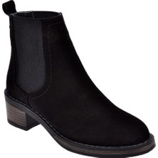 Pullman Hakiki Deri Yanı Lastikli Kadın Bot MF-2325   SİYAH SÜET