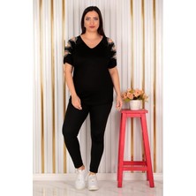 Esina Kadın Viskon Bluz Omuzu Açık ve Pul Işlemeli