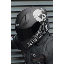 Origine Strada Fearless Mat Siyah-Beyaz Kask ( Güneş Vizörlü )