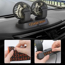 ŞüsCarOto Aksesuar Üniversal Oto Ofis Araç Içi Torpido Üstü Vantilatör Çift Başlıklı Çakmaklık Girişli 2 Kademeli Soğutucu Fan 360° Dönebilen Ultra Sessiz Oynar Başlıklı Araç Fanı 12V