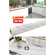 Mermer Desenli Yapışkanlı Kaplama Kağıt Tezgah Dolap Mutfak Kağıdı Su Geçirmez 3 M x 60 cm