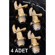 4 Adet Damlatmaz Yağdanlıklık Sirkelik Şişe Ucu Kapağı Tıpası Gold