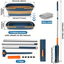 Çetiner Group Kendinden Sıkmalı Katlanır Kovalı Lüks Mop Kovalı Mop 1 Adet Yedek Bez