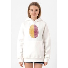 Tshirthane Sarı Kırmızı Parmak İzi Beyaz Kadın 3ip Kapşonlu Sweatshirt