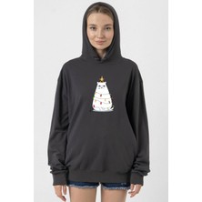 Tshirthane Grumpy Christmas Füme Kadın 2ip Kapşonlu