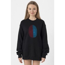 Tshirthane Bordo Mavi Parmak İzi Siyah Kadın 2ip Sweatshirt