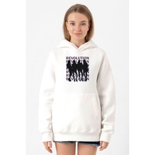 Tshirthane Blackpink Revolution Beyaz Kadın 3ip Kapşonlu Sweatshirt