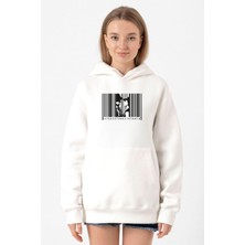Tshirthane Casablanca Insıde A Barcode Beyaz Kadın 3ip Kapşonlu Sweatshirt