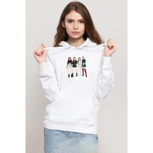 Tshirthane Blackpink Minimalist Beyaz Kadın 3ip Kapşonlu Sweatshirt