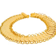 Altınöz Mücevherat Çoklu Penez Lira Dizili Klasik Yeşil Renk Altın Bileklik