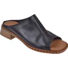 Pullman Yumuşak Hakiki Deri Kadın Terlik BEL-022   SİYAH