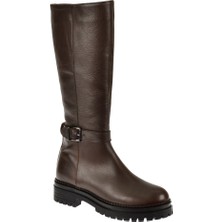 Pullman Hakiki Deri Kadın Çizme PLM-22571   KAHVE