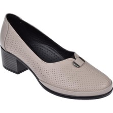 Pullman Hakiki Deri Comfort Kadın Ayakkabı MAK-896   Vizon