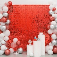 Hayke Kırmızı Simli Fon Perde 1x2 m