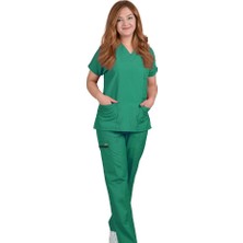 Mergen Kadın Cerrahi Üniforma Ameliyathane Yeşili Grey's Anatomy Yarasa Kol