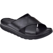 Pullman Hakiki Deri Comfort Kadın Terlik PLM-45   SİYAH