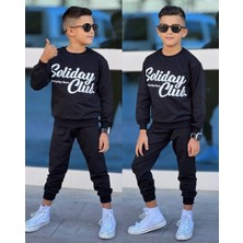 Sinmm Alt-Üst Erkek Çocuk Siyah Renk Tarz Eşofman Takımı Sweatshirt