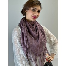 Gönülden Tasarım Triko Püsküllü Desenli Yumuşak Kadın Şal Fular 120X60 cm